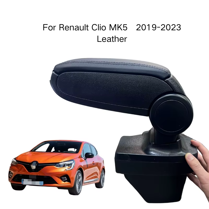 Accoudoir en cuir sur mesure pour Renault Clio MK5 2019-2023, boîte de rangement de console centrale