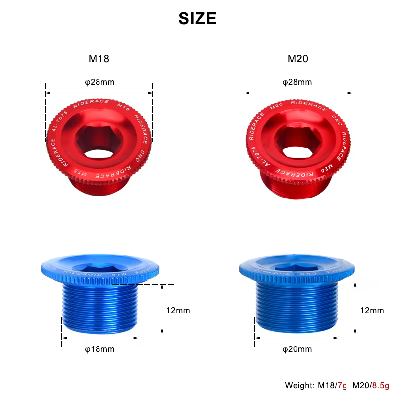 Boulon de fixation de bras de manivelle de vélo, écrou de pédalier en alliage d'aluminium, couvercle