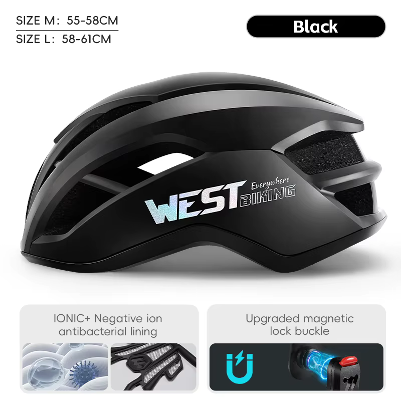WEST BIKING casque de cyclisme intégré aérodynamique respirant casque de vélo boucle de verrouillage