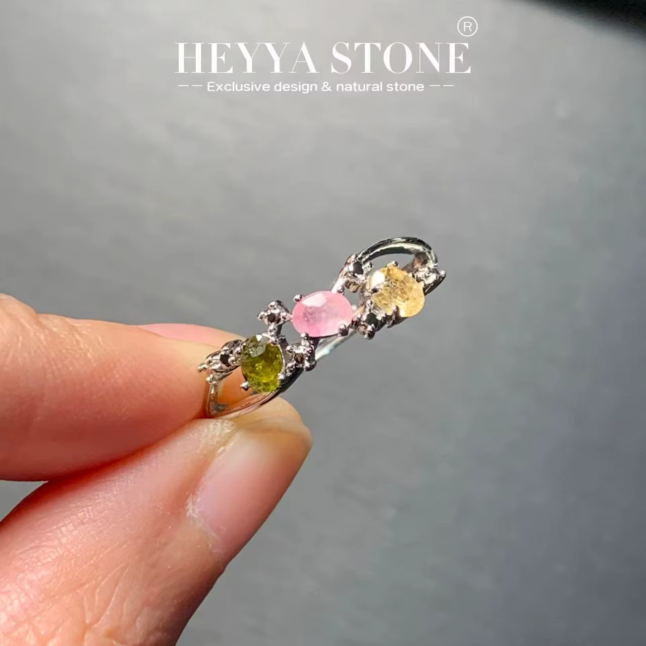 Bague Tourmaline naturelle Vintage pour femmes, en acier inoxydable, bijoux fins simples, pierre pré