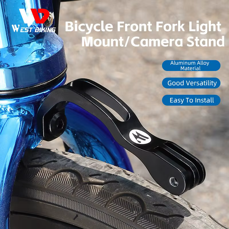 WEST BIKING-Support d'éclairage de fourche avant en alliage d'aluminium réglable, support rapide pou