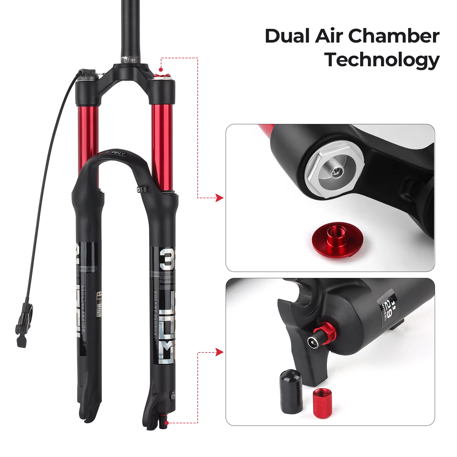 BOLANY-Fourche de vélo VTT en alliage de magnésium, suspension avant de vélo à air, tube droit, pièc