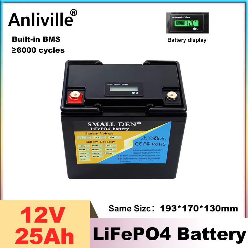 Batterie LiFePO4 12V 12,8V 25Ah/35Ah/70Ah, pour scooter électrique, alimentation de secours UPS, ali
