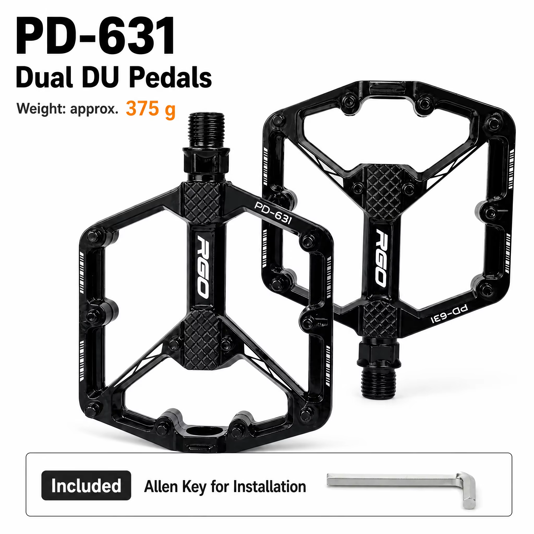 Pédales de vélo RGO ultralégères à 3 roulements antidérapants, en aluminium usiné CNC, pour vélos de