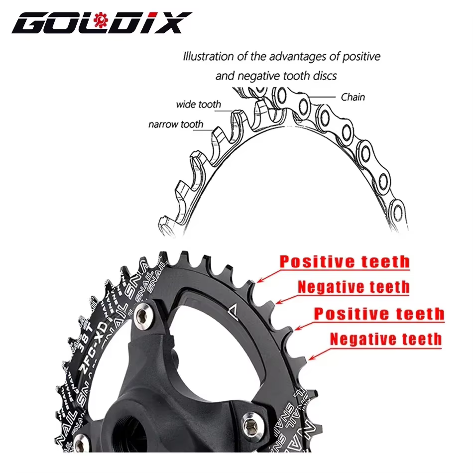 GOLDIX – pédalier de vélo à trou carré 104BCD, plateau unique forgé en alliage d'aluminium, longueur