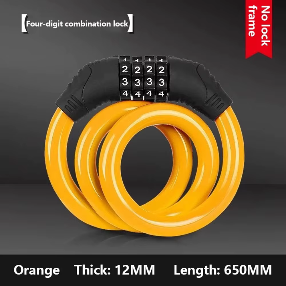 Serrure de vélo à numéro combiné à 4 chiffres, solide et robuste, sécurité du Cycle, câble en acier,
