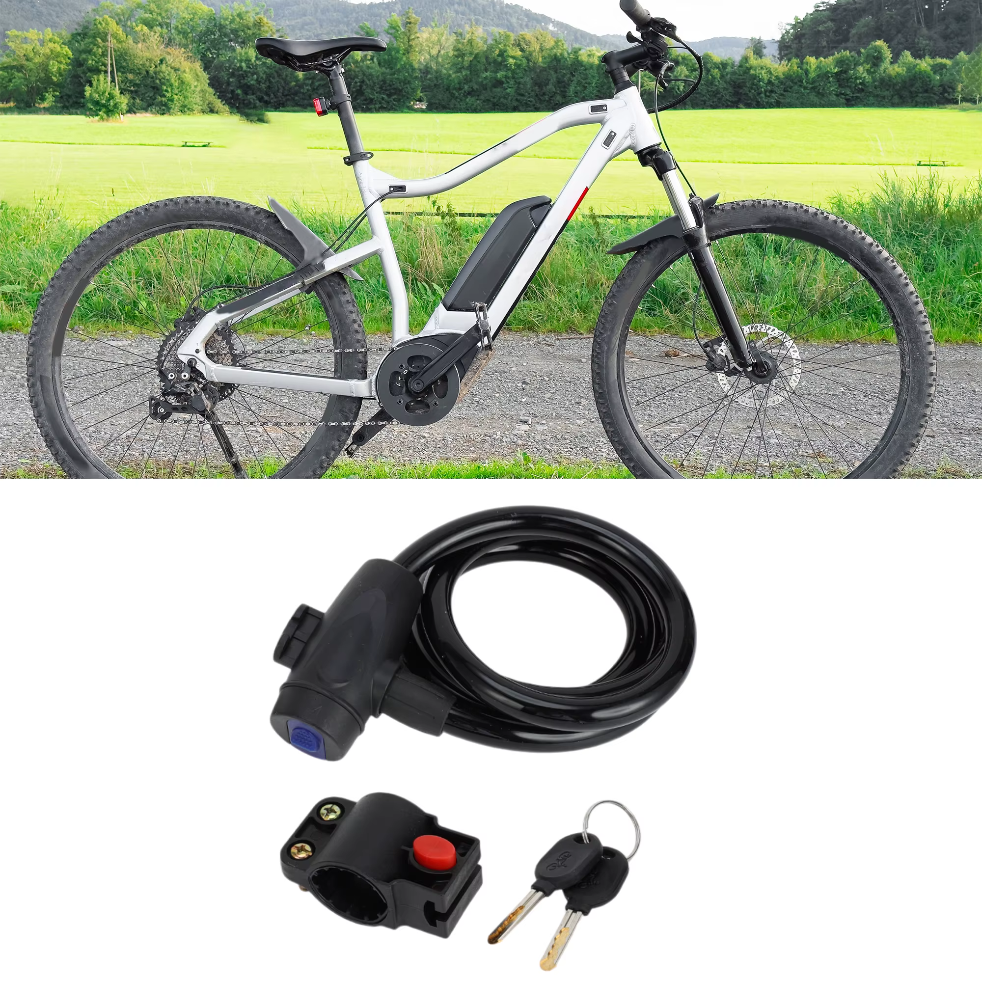 X Autohaux serrure de vélo avec clé cadenas de vélo câble serrure spirale câble serrure noir 1 ensem