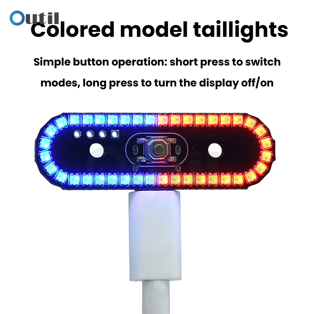 Feu arrière LED sans fil 8 modes, multicolore, à dégradé lumineux dynamique, clignotant et rotatif, 