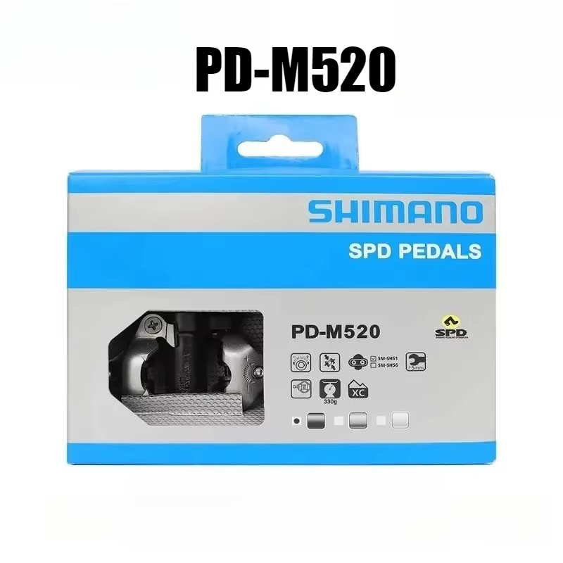 Pédales VTT Shimano PD-M520/M540 de qualité professionnelle SPD à dégagement multiple - avec caleçon