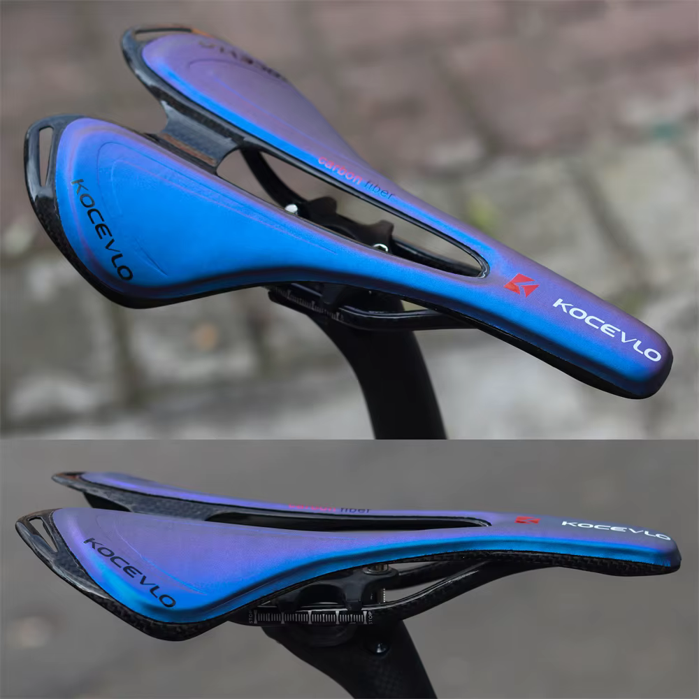 KOCEVLO Carbone Selle T800 Carbonfiber + En Fiber De Cuir Ultra Léger Vélo De Route VTT Selle Siège