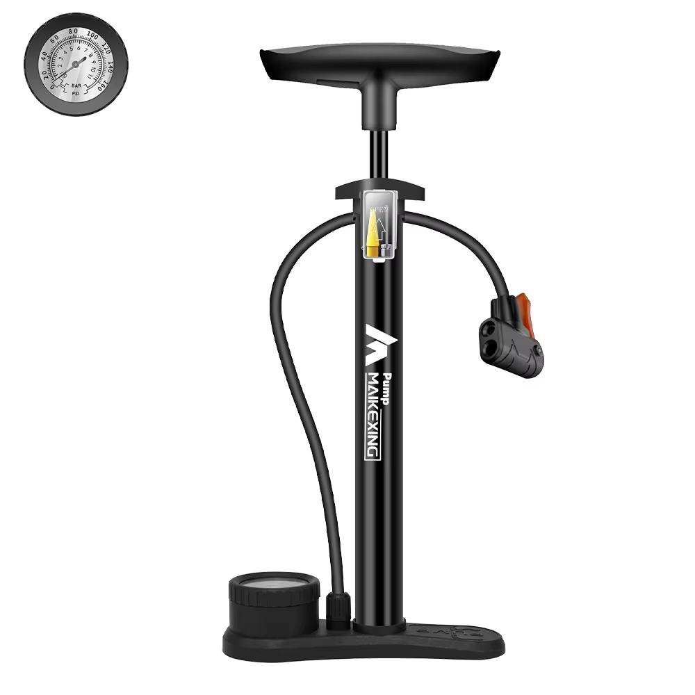 Pompe à vélo 160PSI, jauge Portable, gonfleur avec buse 3 en 1, Valve Schrader Presta, boule de rout