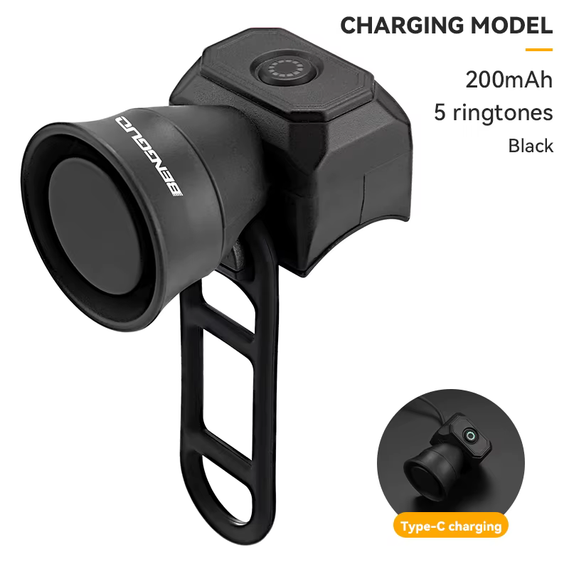 Sonnette électrique pour vélo, klaxon de cyclisme, chargement USB, 5 modes, anneau de moto, antivol,