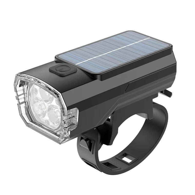 Feu avant de vélo à charge solaire, grand Angle, pour vtt, vélo de route, 3 phares LED, lampe de poc