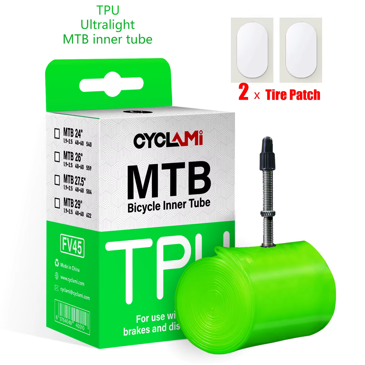 Chambre à air de vélo ultralégère CYCLAMI 26 27,5 29 pouces VTT en TPU avec valve Presta 45 mm Super