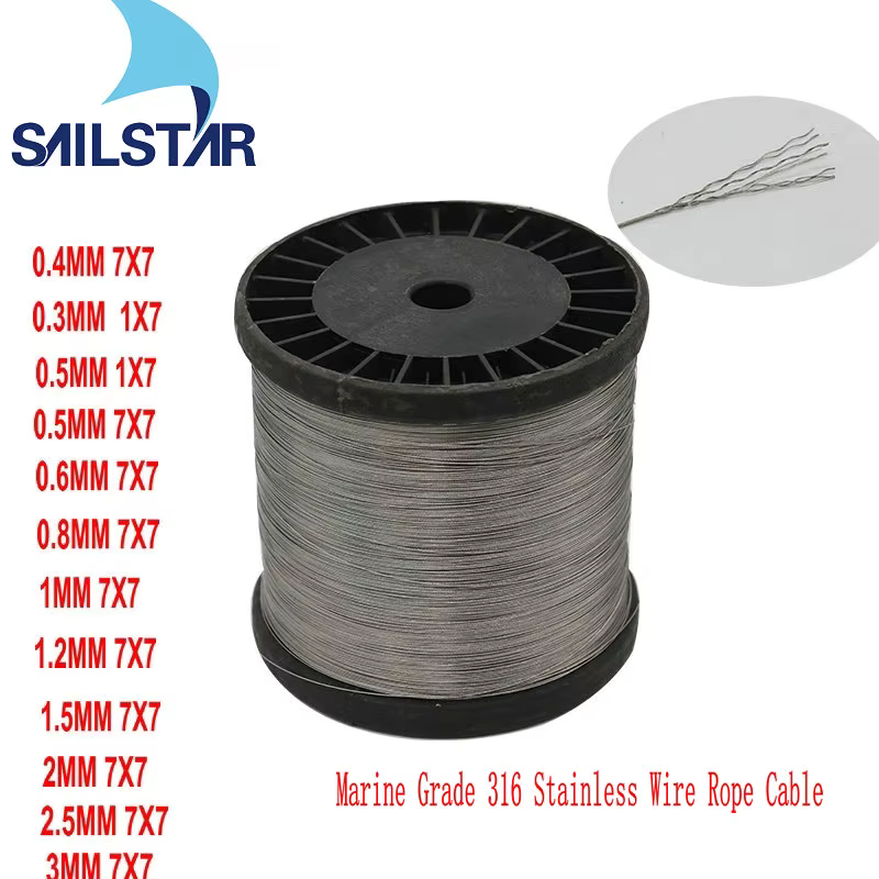 MG01 316 câble de câble métallique souple Flexible en acier inoxydable de qualité Marine ligne de pê