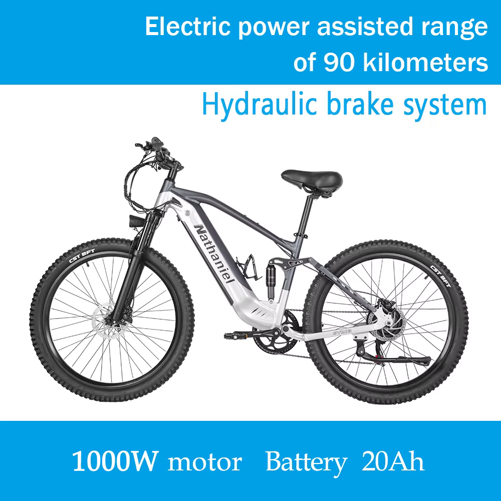 Nathaniel SYR03, cadre en alliage d'aluminium de 27,5', moteur sans balais de 1000W, vélo de montagn