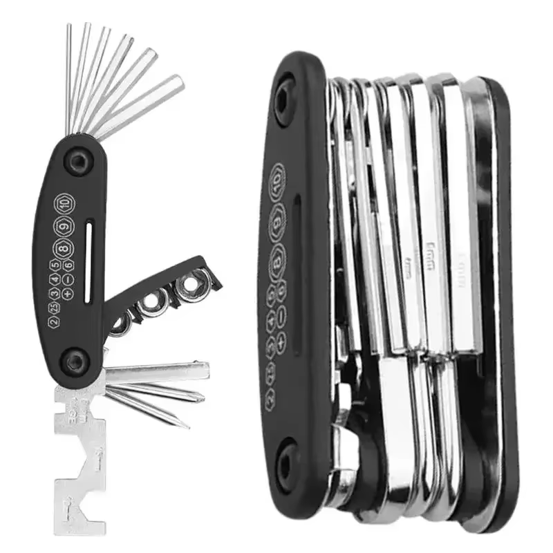 Outil multifonctionnel de cyclisme durable 16-en-1 - Kit de réparation de vélo ergonomique pour vélo