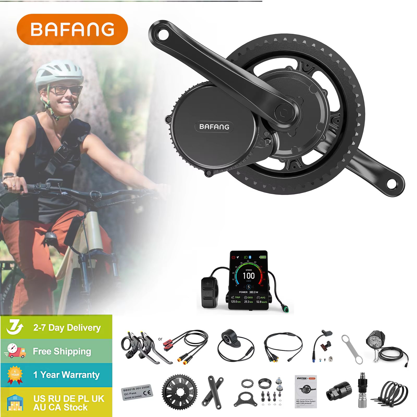 Bafang CAN 750W moteur d'entraînement central Kit de Conversion de vélo électrique BBS02B BBS02 mote