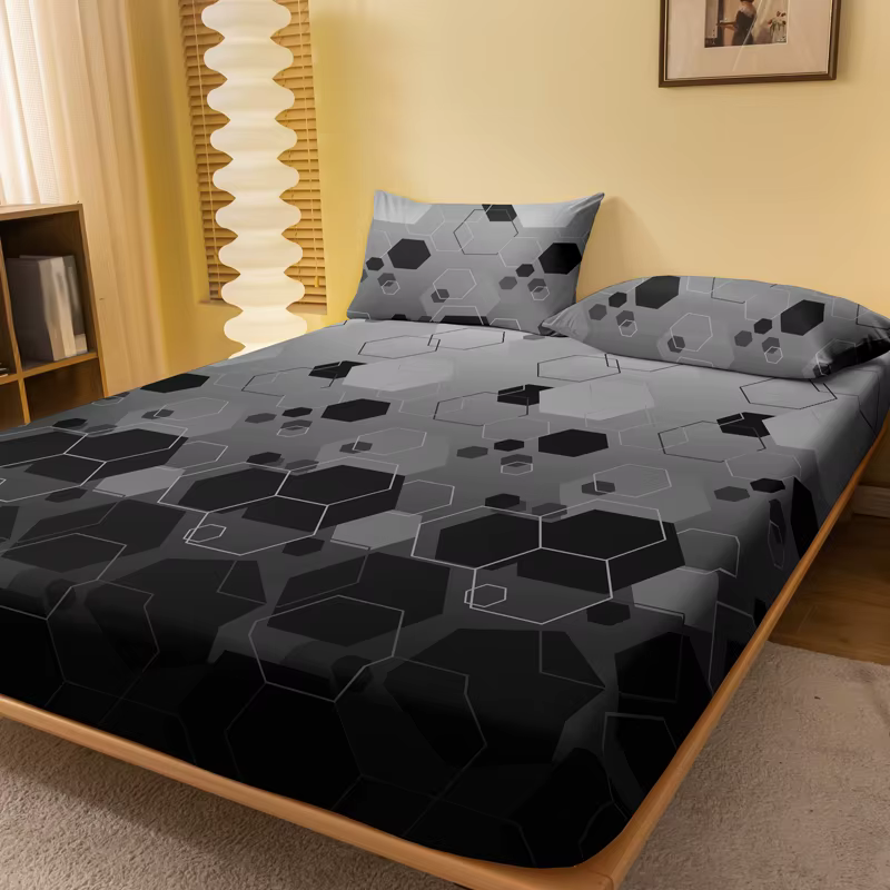 1 drap-housse mat imprimé géométrique moderne Simple, housse de lit imprimée pour chambre à coucher,