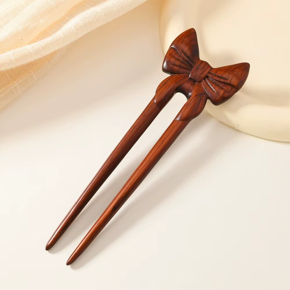 Accessoires pour cheveux, coiffure, double épingle à cheveux en bois sculpté en forme de U, fleurs, 
