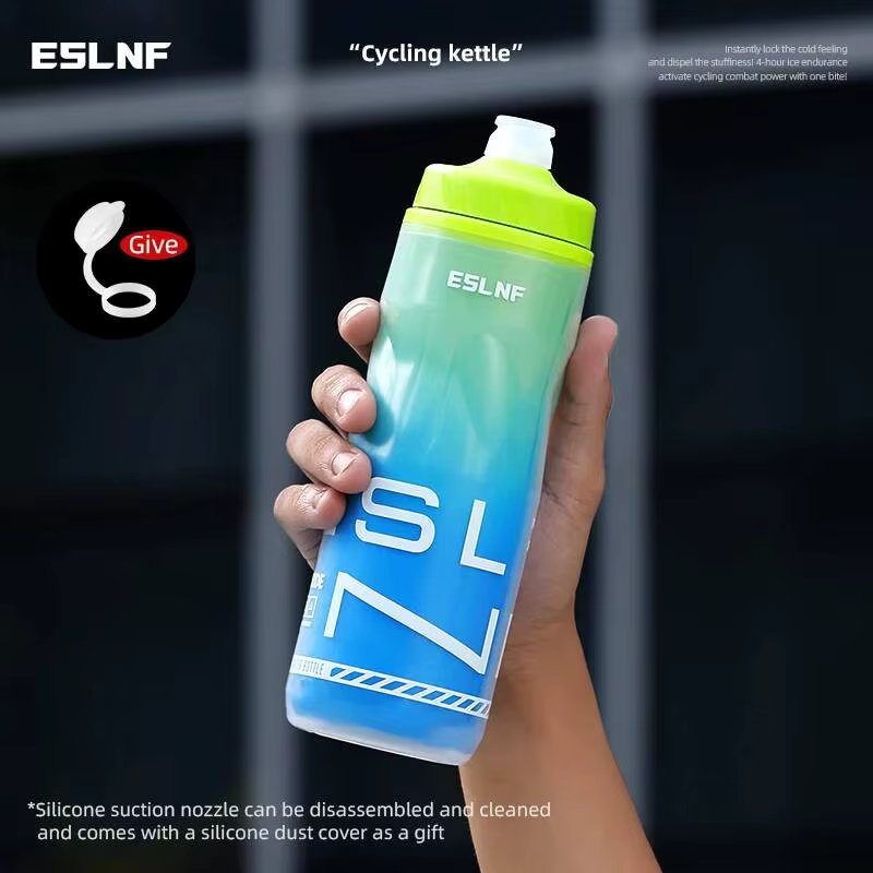 Bouteille d'eau isotherme double paroi pour vélo de route et VTT, grande capacité 610 ml, portable E