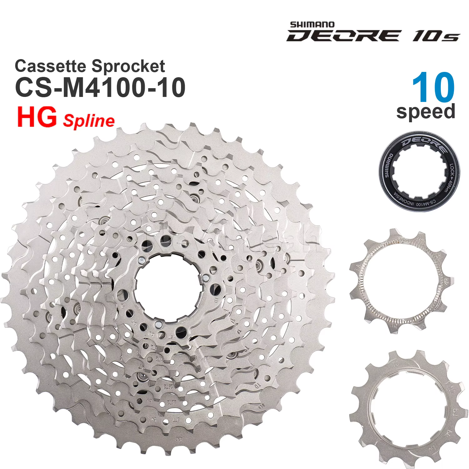 SHIMANO DEORE M4100 Pignon de cassette 10 V CS-M4100 10 vitesses - HYPERGLIDE -11-46T, 11-42TOrigina