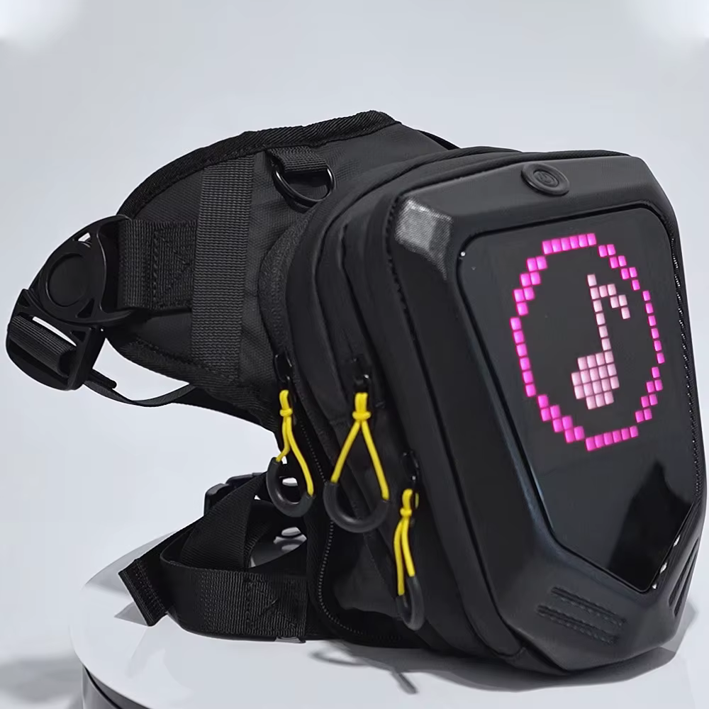 Sac latéral de jambe de vélo de moto LED bricolage application intelligente affichage sac à dos en p