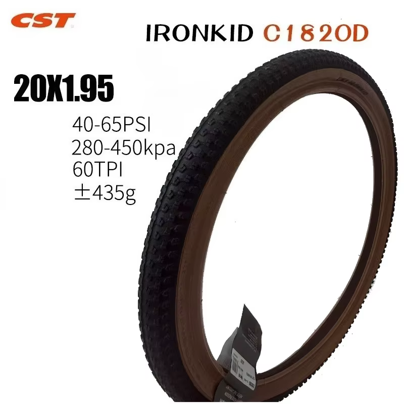 Pneu de vélo pliable CST 20 pouces C1820D/C1959, 406 20×1.75/1.95, pneu rétro avec flanc brun, 60TPI