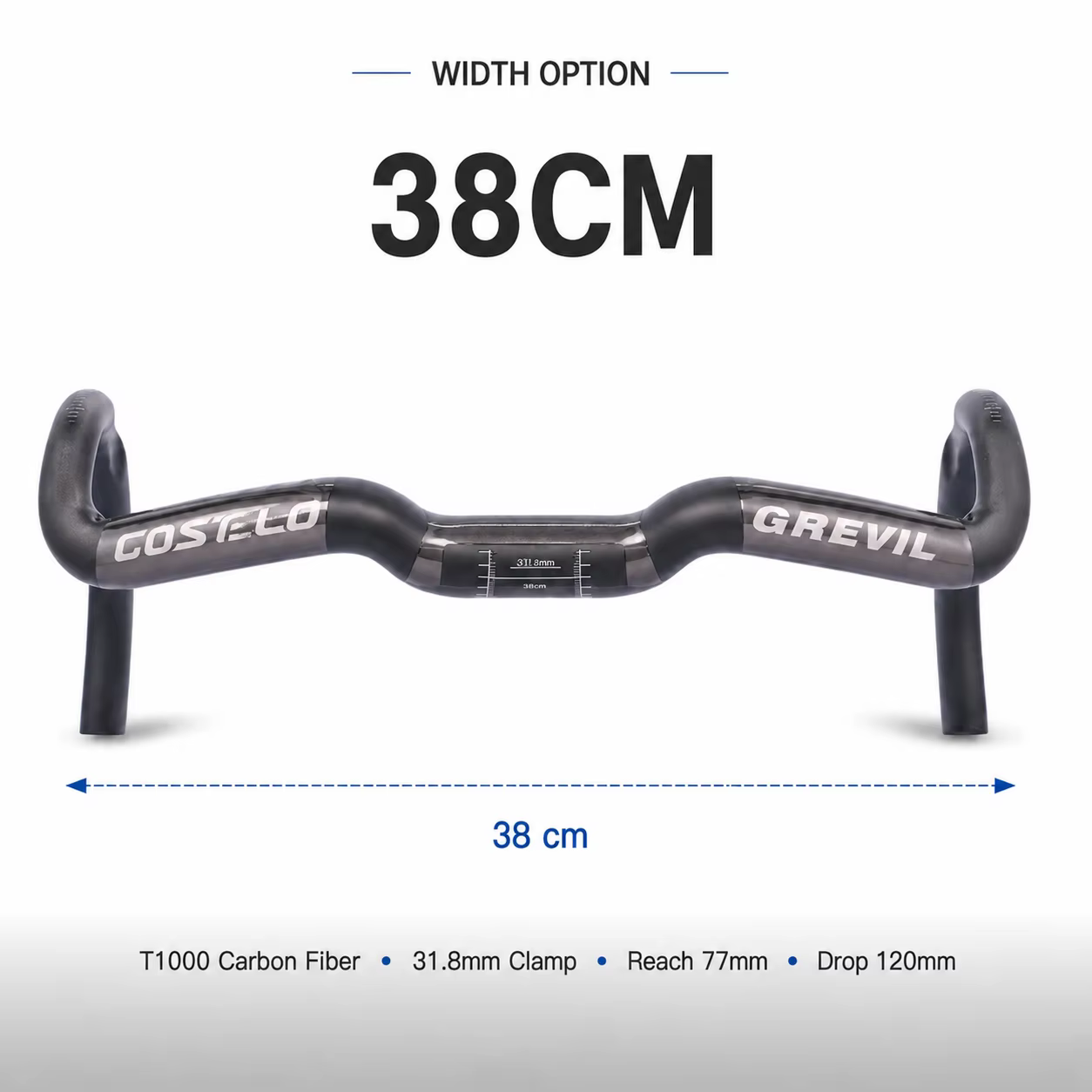 Guidon de vélo de gravier en carbone GREVIL T1000, barre de descente 31,8 mm 38/40/42 cm pour vélo d