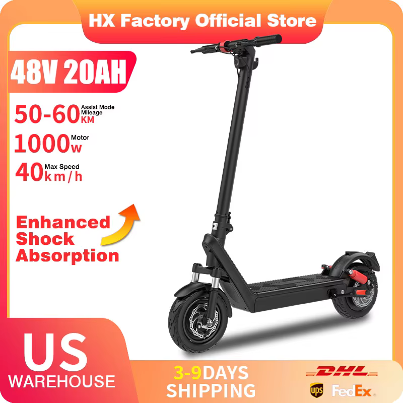 HX X9B scooter électrique 1000W 20AH 40 KM/H scooters électriques amortissement e scooter adultes pl
