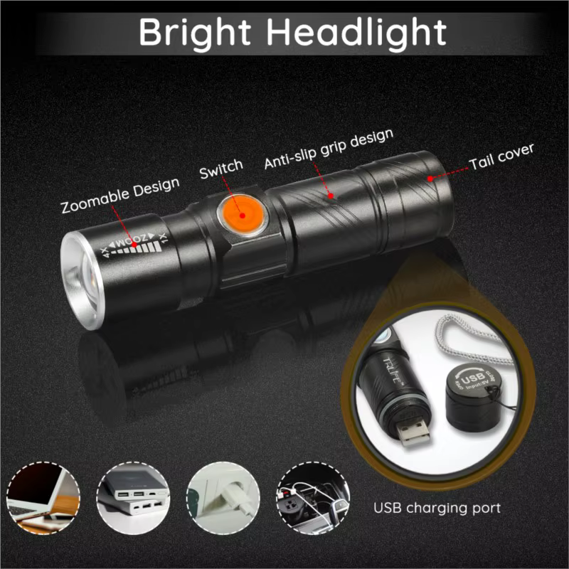 ZK30 3 in1 8000 Lumen vélo vélo lumière USB rechargeable LED étanche Super lumineux Zoom phare arriè