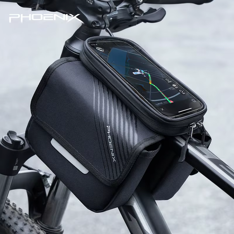 Sacoche pour tube supérieur de vélo avec étui de téléphone, accessoires de cyclisme pour VTT et vélo