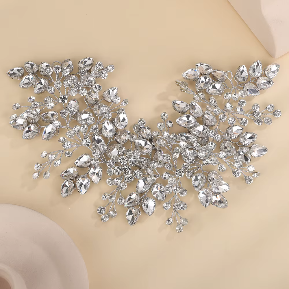 Accessoires pour cheveux de mariée, diadème rouge, coiffures de noël, strass, bijoux de tête de mari