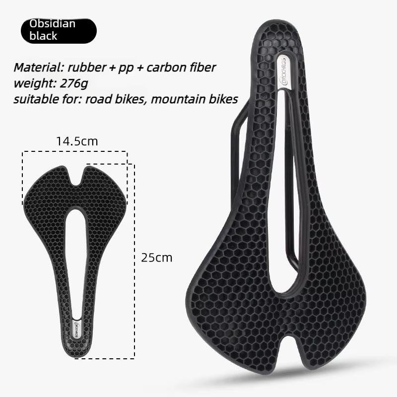 Selle de vélo en nid d'abeille imprimée en 3D, ultralégère, en fibre de carbone, creuse, confortable