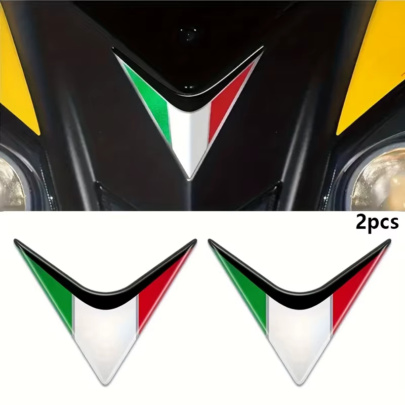 Autocollant flèche drapeau italien, 2 pièces, Badge emblème 3D, décoration en résine, accessoires de