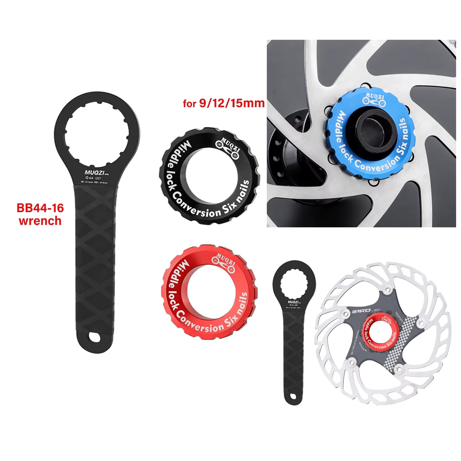 Anneau de verrouillage central de vélo 9/12/15mm et entretoise, clé de couvercle de verrouillage cen