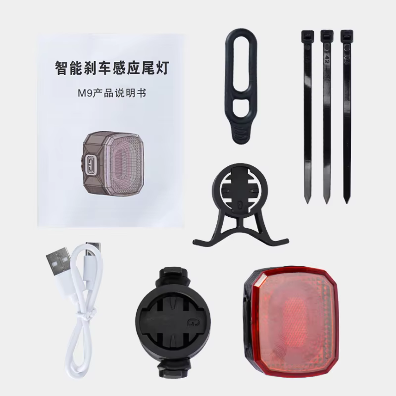 Feu arrière de vélo intelligent avec capteur de freinage, rechargeable par USB, étanche, 6 modes, do