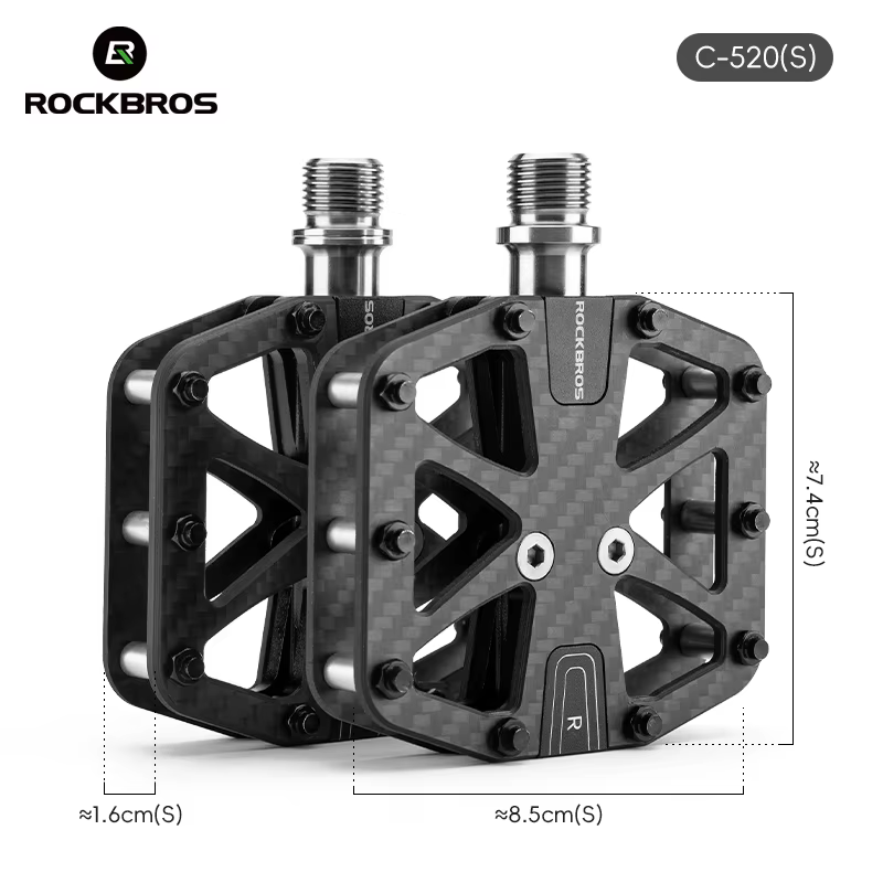ROCKBROS pédale de vélo pédales en Fiber de carbone ultralégères à 3 roulements anti-dérapant étanch