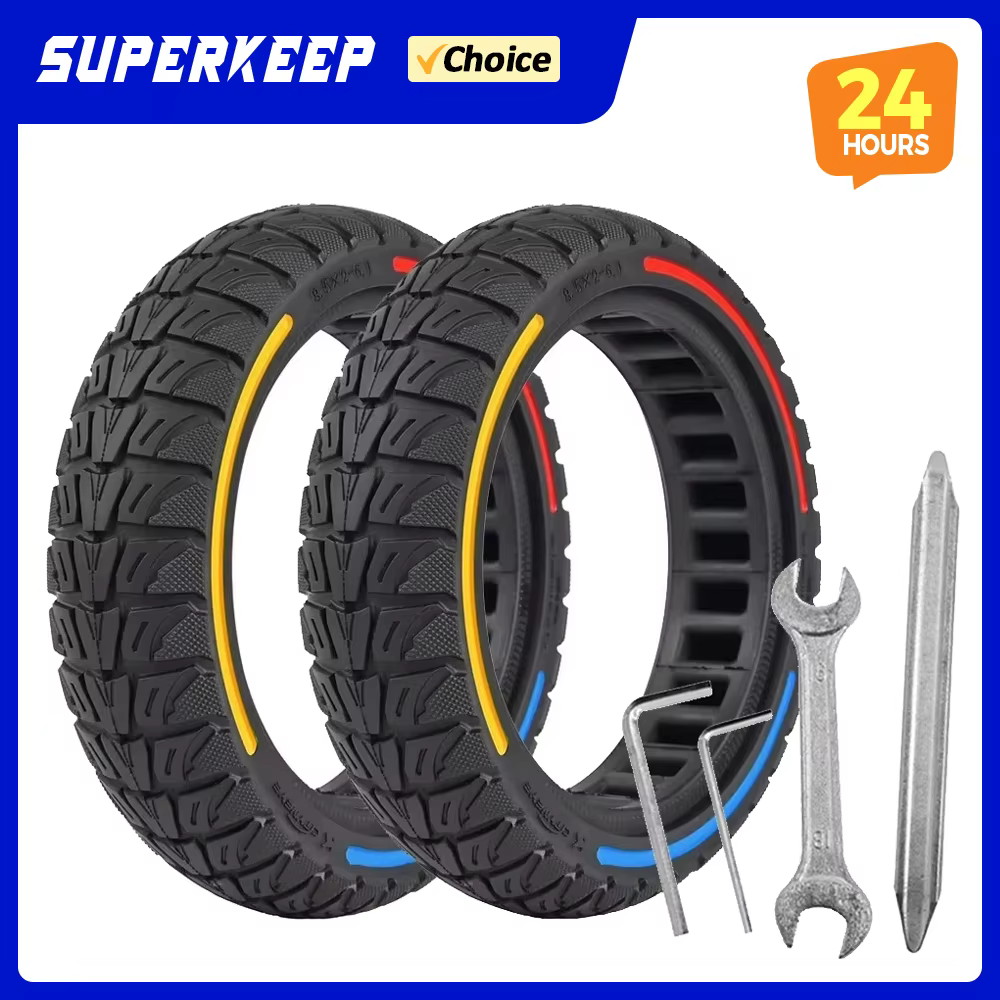 8.5 pouces amortissement roue Durable 8.5x2-6.1 nid d'abeille solide pneu coloré pour Xiaomi M365 PR