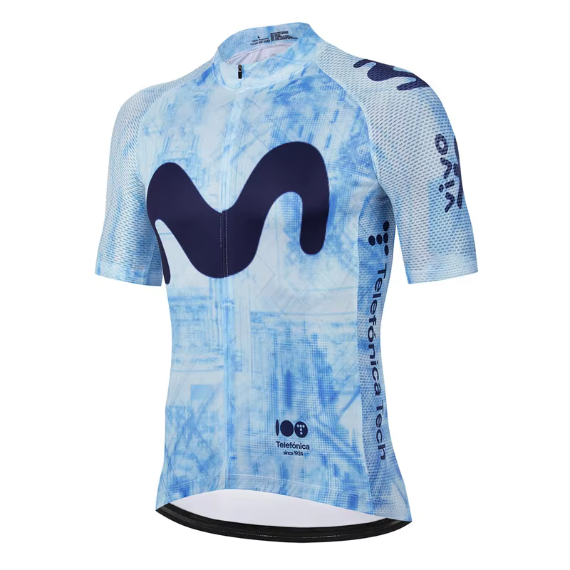 Ensemble de cyclisme TDF Movistar Team 2026 – Maillot bleu à manches courtes et short de vélo de rou