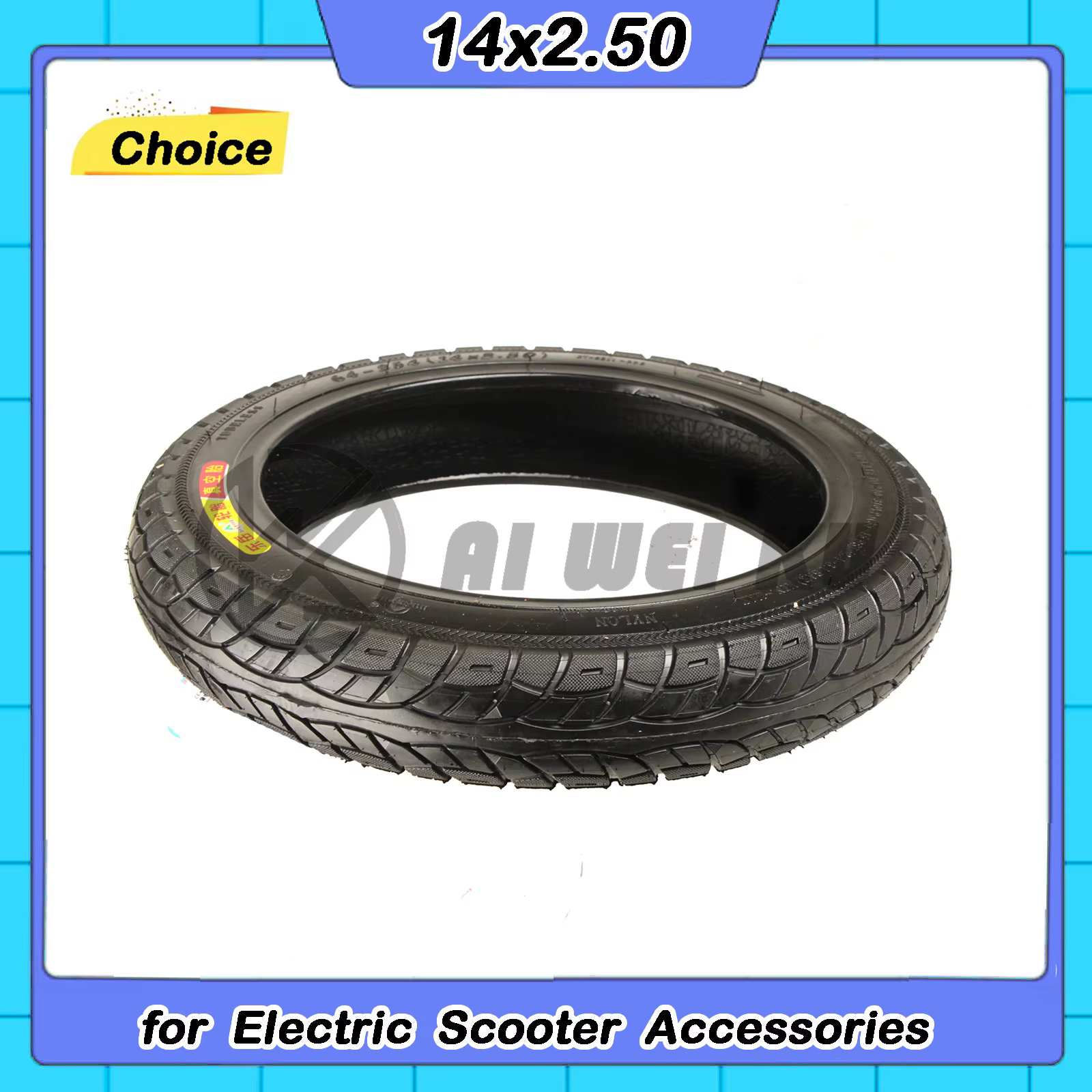 Pneus sans chambre à air 14 pouces 14x2.50 (64-254), pneus pneumatiques pour roues de vélo et de sco