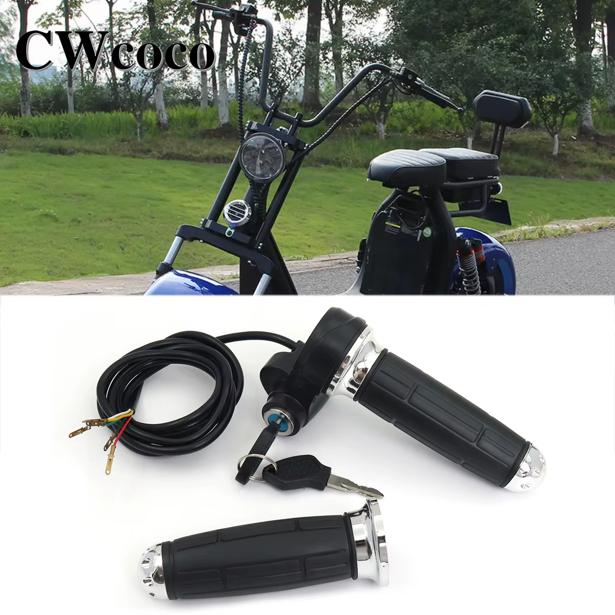 Poignée d'Accélérateur Universelle pour Moto Scooter et Vélo Électrique, Guidon de 22mm, 60V avec Se
