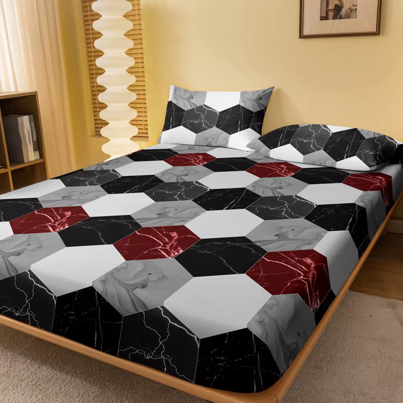 1 drap-housse mat imprimé géométrique moderne Simple, housse de lit imprimée pour chambre à coucher,