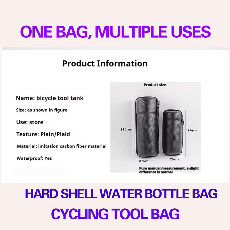 Sac à coque rigide pour bouteille d'eau de vélo de montagne, sac à outils, durable, étanche, grande 