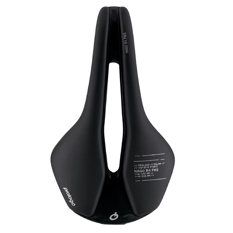 Selle de vélo Prologo Nago R4 PAS 245x147mm 245x137mm avec rail Tirox en acier T2.0, nez court creux