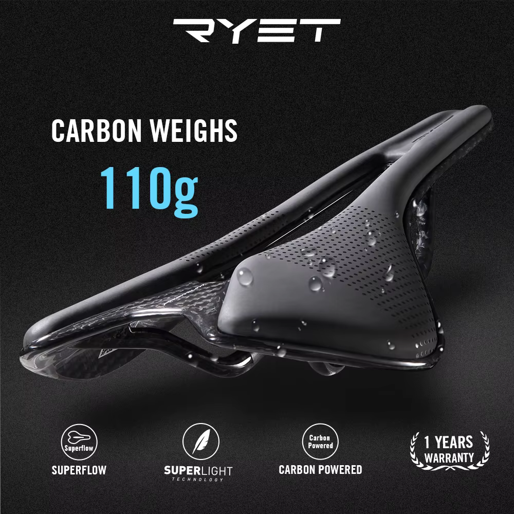 RYET-Selle de vélo super légère entièrement en carbone, siège de vélo de course, siège de vélo de ro