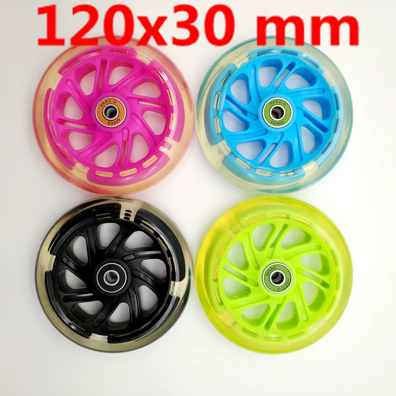 Roue de Scooter clignotante 120x30mm 120mm, roulements épais pour viande, haute qualité