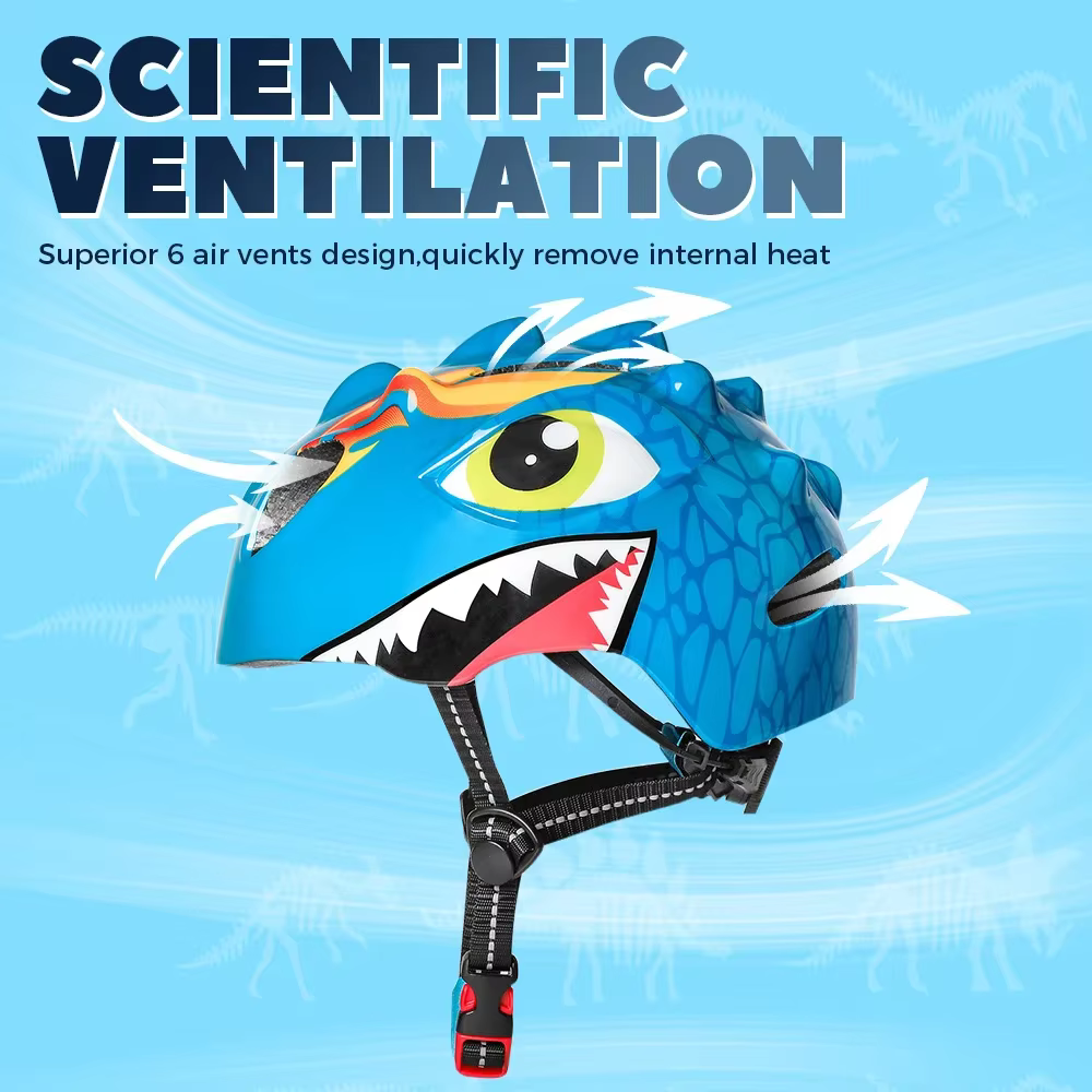 Casque de cyclisme dinosaure réglable – Rembourrage respirant pour les cyclistes d'équilibre et les 