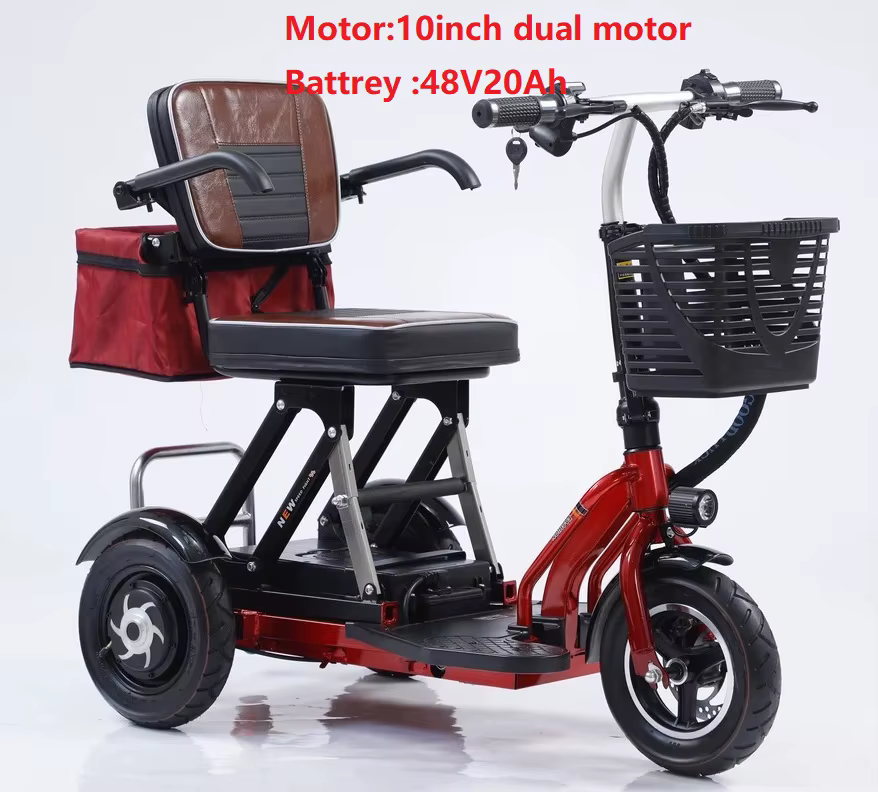 Vélo électrique à double moteur en titane pour mobilité réduite, tricycles à trois roues, scams à 3 