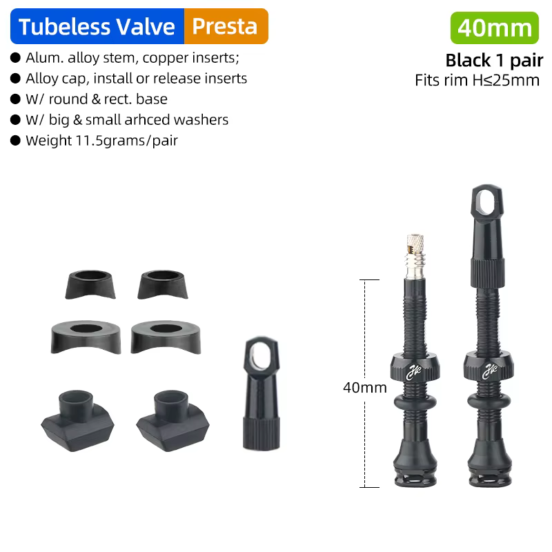 Valve de pneu Tubeless de vélo, jante en carbone, vannes Presta 40 50 65 80mm F/V, noyau en laiton d